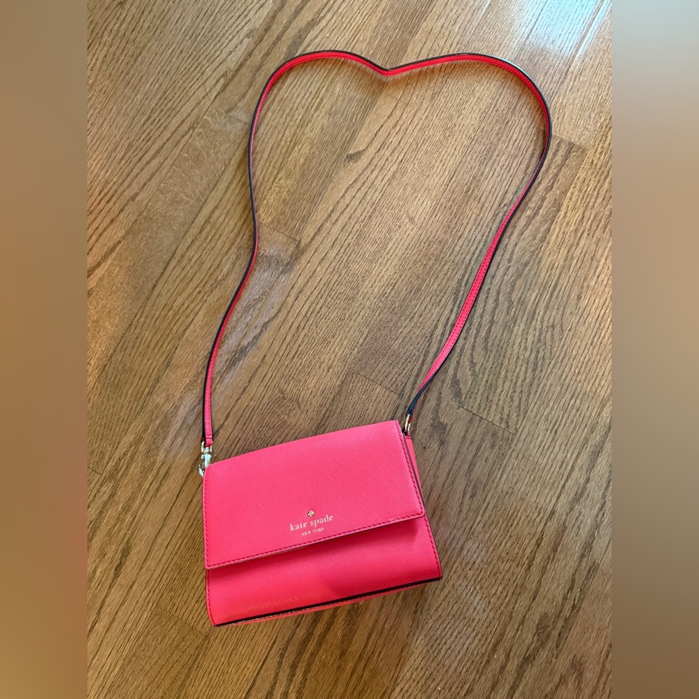 kate spade bright pink saffiano crossbody bag